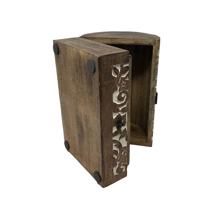 Wilco Home - Wholesale Decorative Box - Spring Carved Wood "Flower Garden" Hinged Box Table Chest9