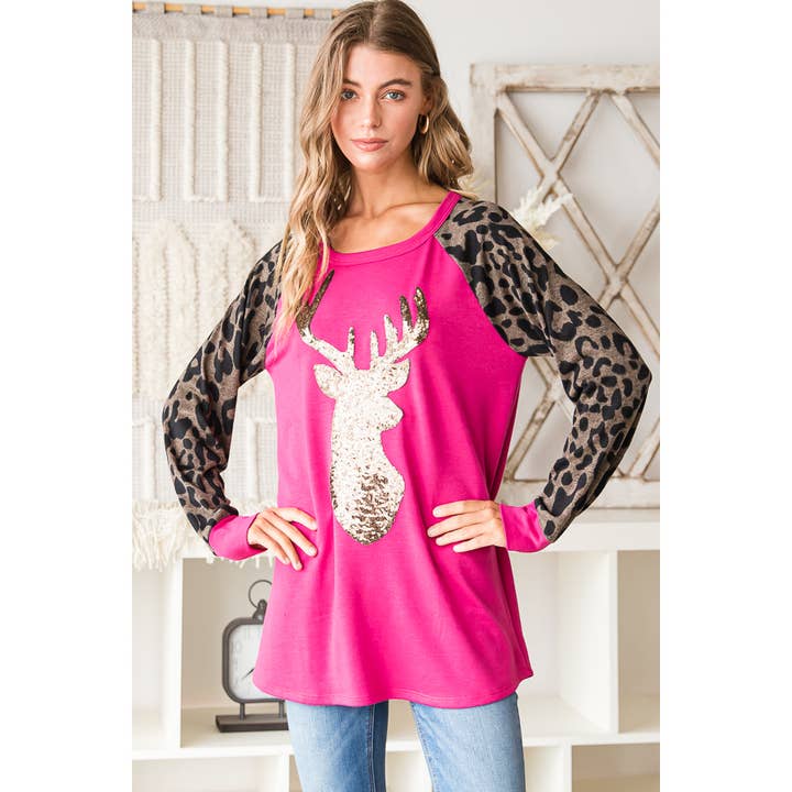 Pink Irene Wholesale - Venta al por mayor Camiseta - Mujer - TOP LISO Y CON DISEÑO DE RENO ANIMAL
