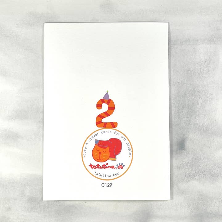 Tatutina - Vendita all'ingrosso Biglietti di auguri - Biglietto di auguri per il secondo compleanno, simpatico biglietto per cane, per il secondo compleanno