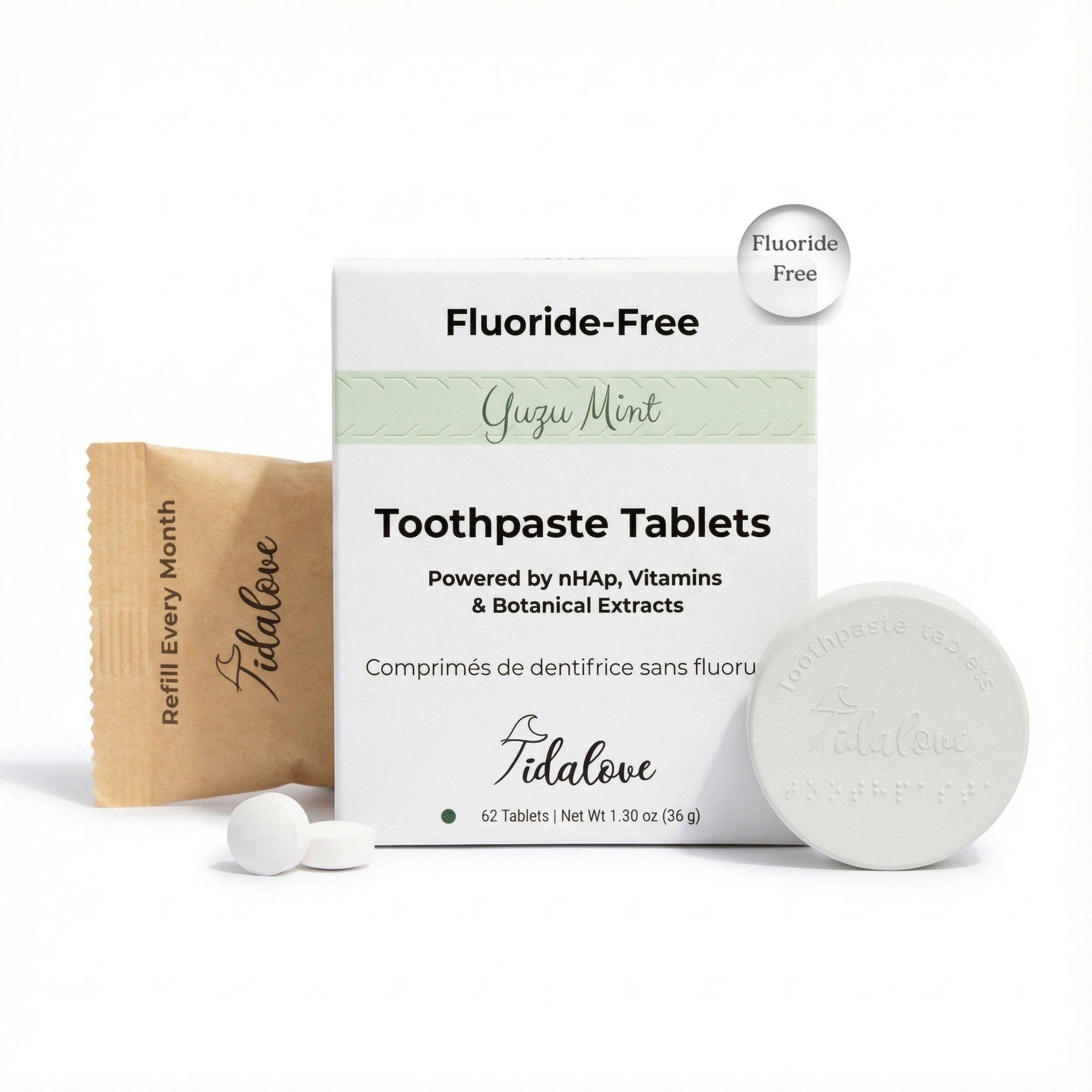 Tidalove - Wholesale Toothpaste - Fluoride-Free Yuzu Mint Toothpaste Tablets — 1 Month0