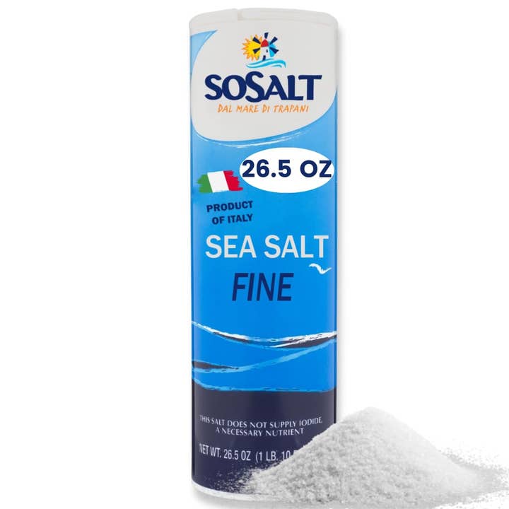 SoSalt, Fine Natural Sea Salt, Shaker, 12 x 750g (26.5 oz) for wholesale by Wholesale Italian Food