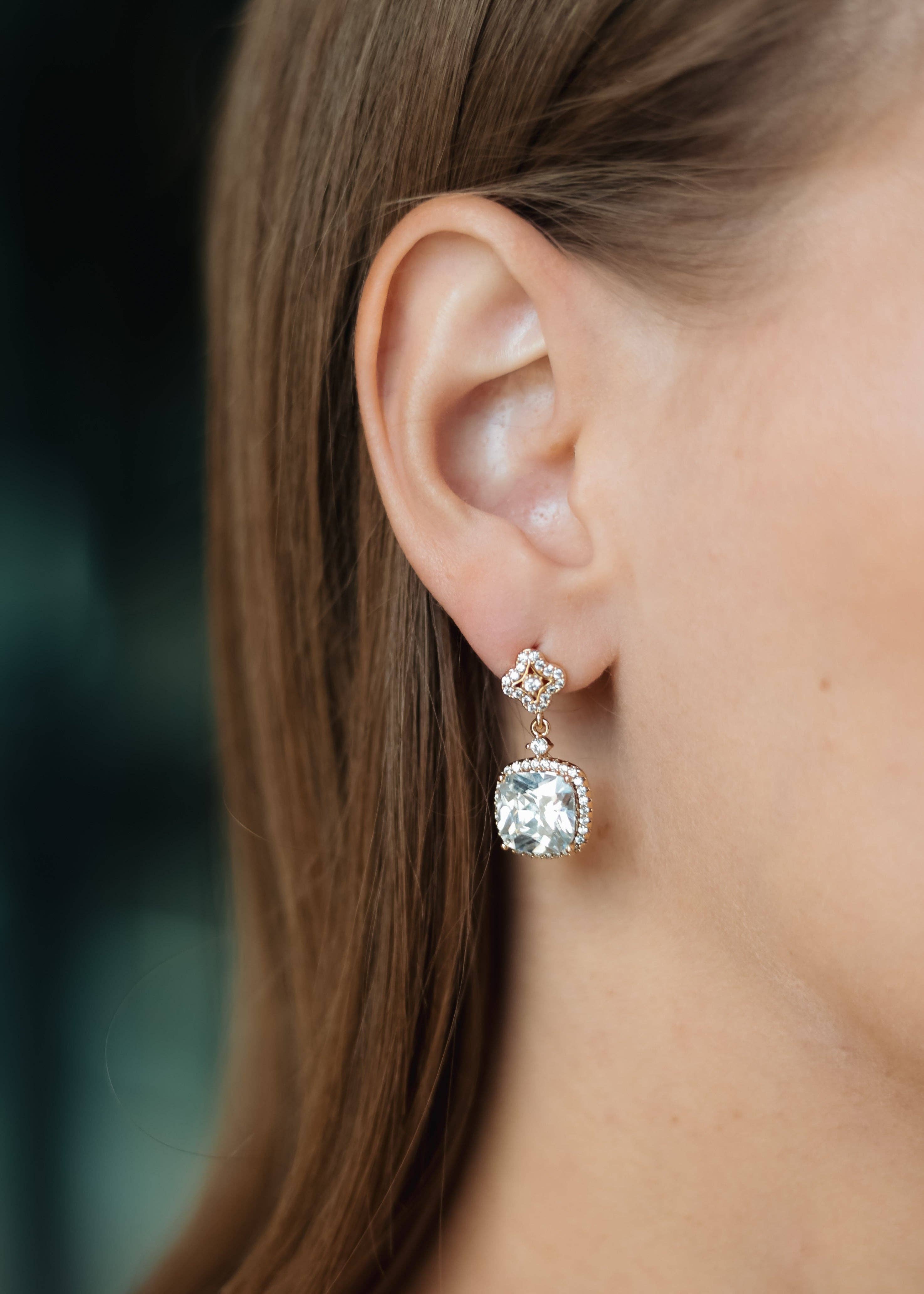 Sedy Jewelry - Wholesale Dangle Earrings - Wedding & Prom Cubic Zirconia Drop Earrings – Gold Plated3