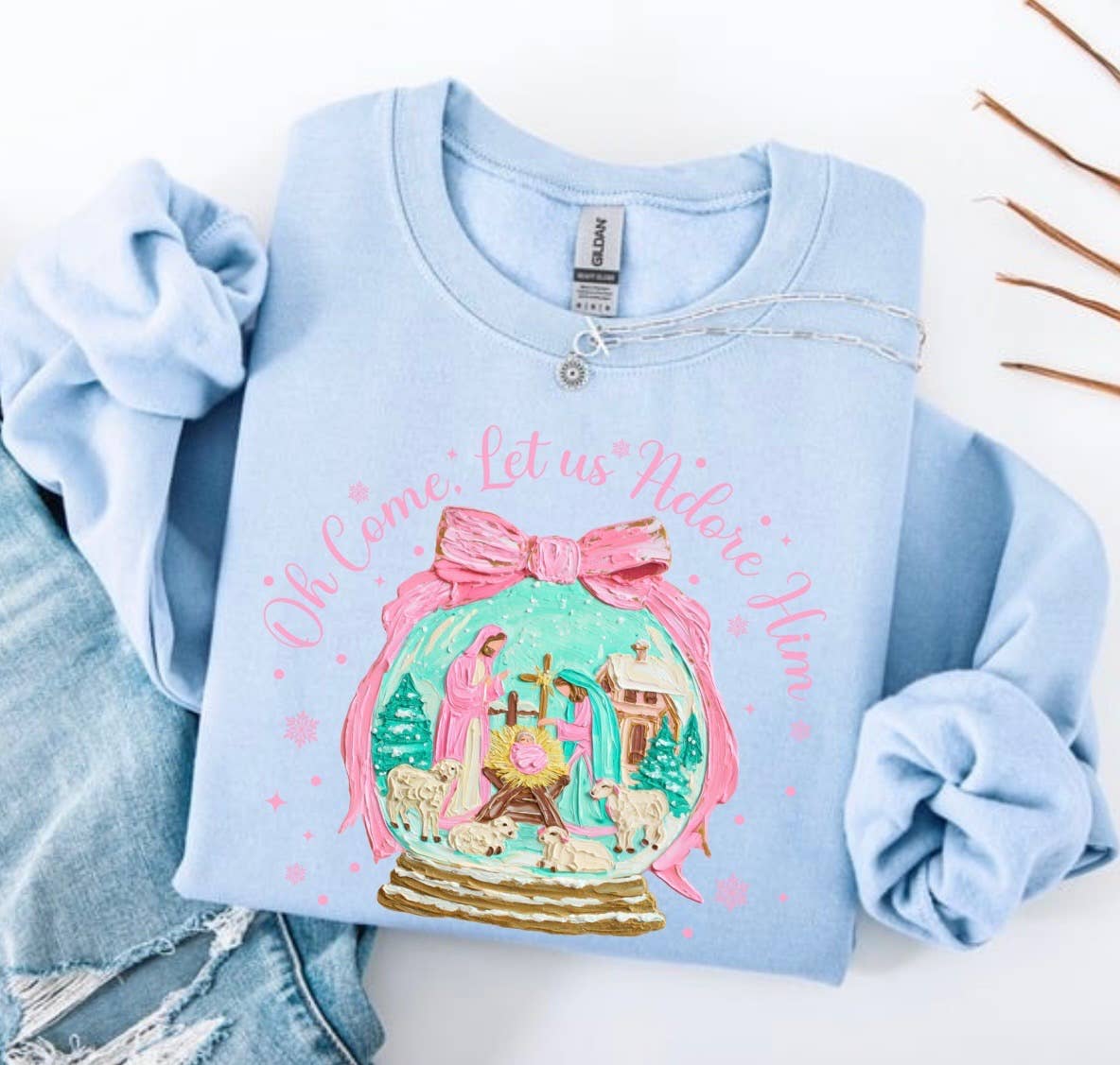 Posh Magnolia Boutique – wholesale Sweatshirt med tryck - Dam – Åh kom låt oss beundra dig preppy jultröja4