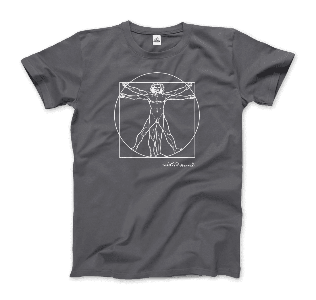 Art-O-Rama Shop - Wholesale Screen Printed T-Shirt - Unisex - Leonardo Da Vinci, Vitruvian Man Sketch T-Shirt11
