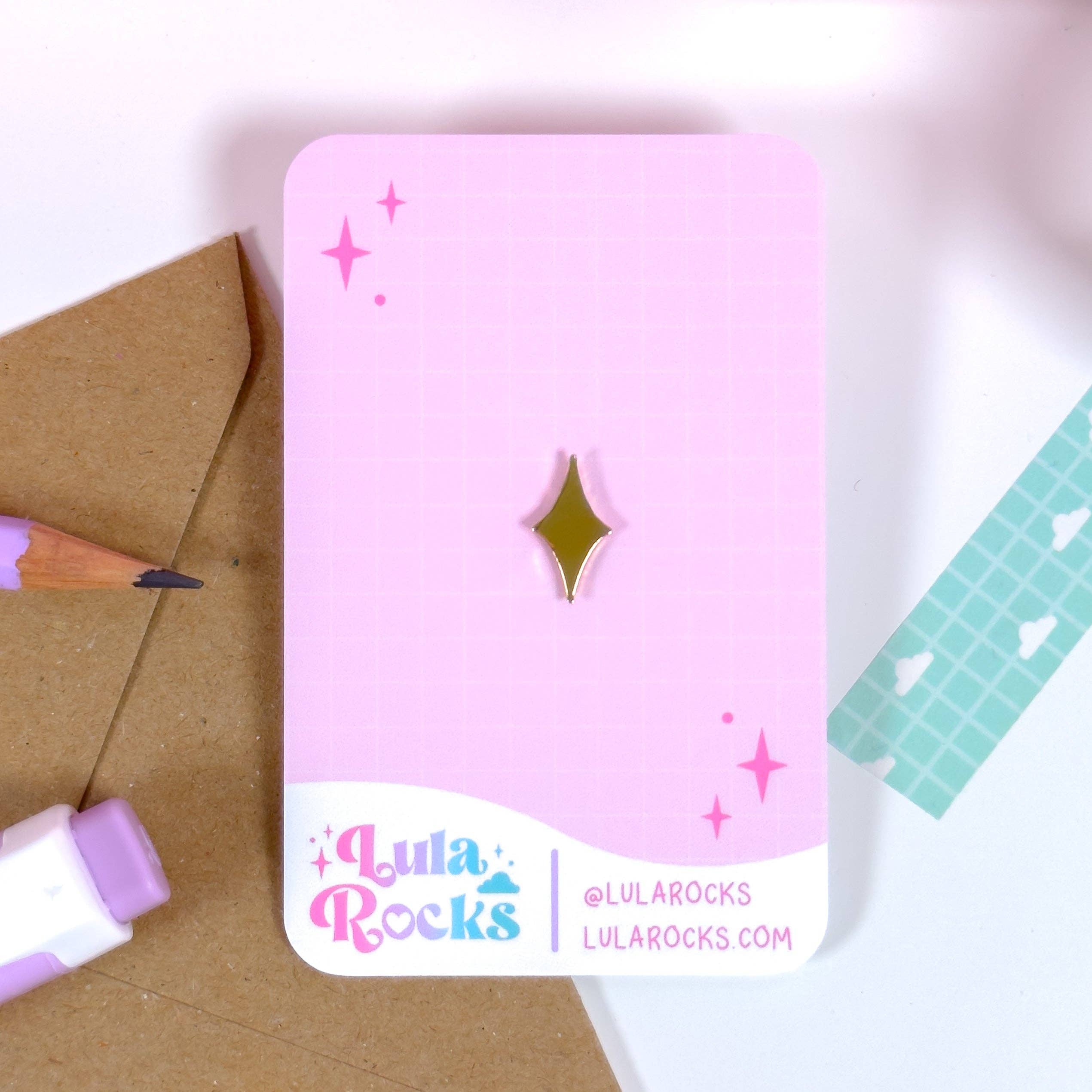 Lula Rocks - Wholesale Lapel Pin/Button - Gold Sparkle Mini Enamel Pin5