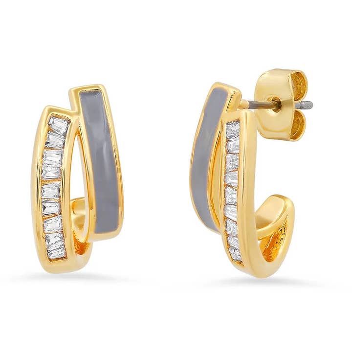 Øreringe i vintage stil med kanalindfattede CZ og emalje for engroshandel hos Tai Jewelry