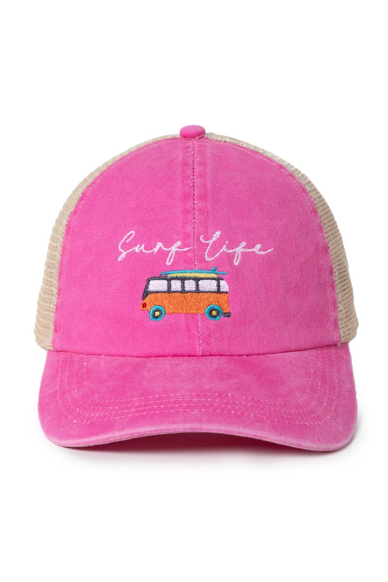 David And Young - Wholesale Trucker Hat - Unisex - Surf Life With Van Embroidery Mesh Hat.0