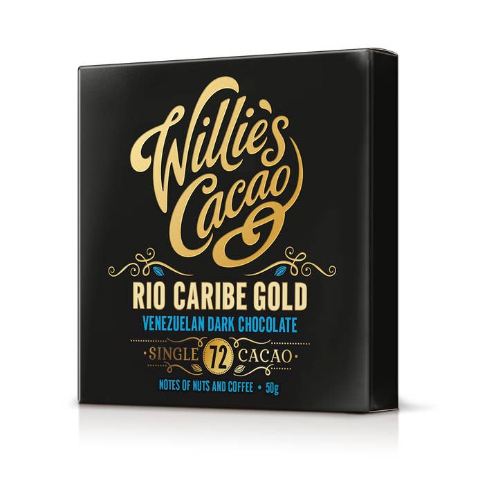 Rio Caribe 72% dark chocolate. Nutty notes. Vegan. 50g bar for wholesale by Willie's Cacao