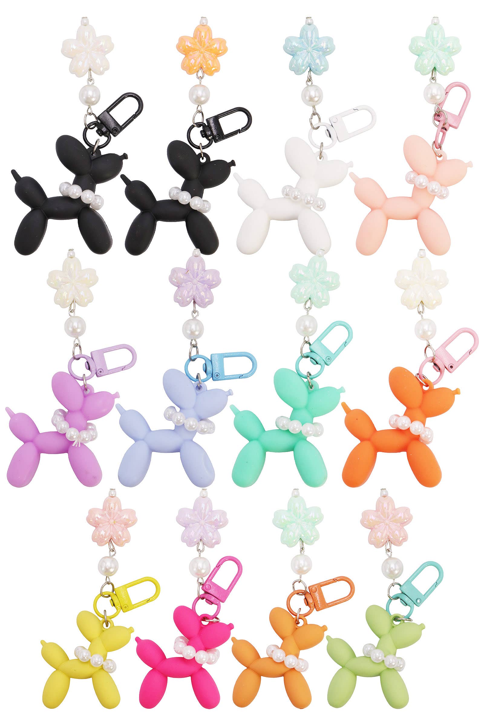 ASSORTED Matte Balloon Dog Pearlescent Resin Key Chain for wholesale on Faire1