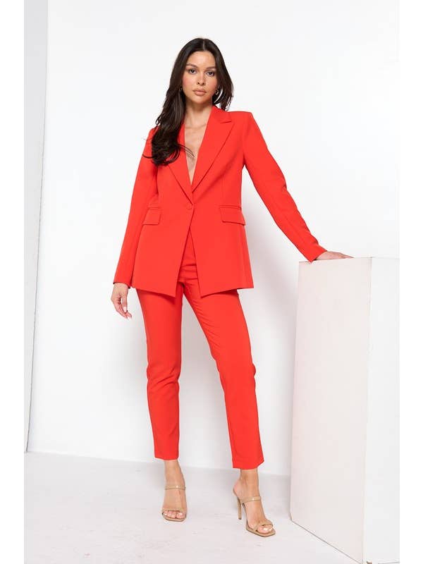 REMOVED BRAND - Wholesale Blazer - Dames - Solide eenknoopssluiting blazer met stretchvoering en klepzakken1