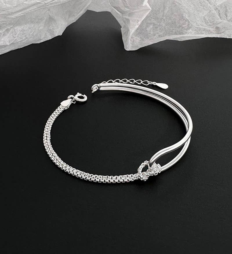 Gemscape UK - Wholesale Charm/Dangle Bracelet - Sterling Silver Half and Half Bracelet - Heart7