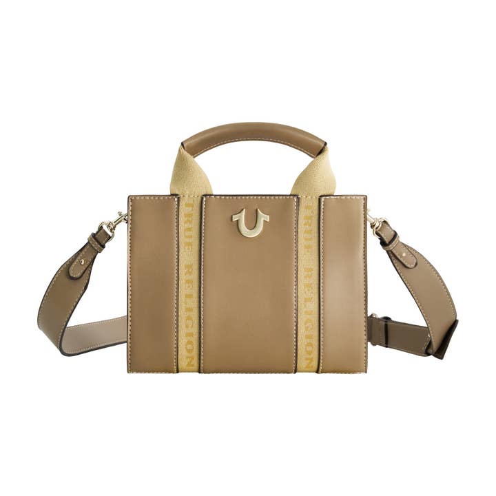 True Religion - Vente Tote bag – femme - Mini sac cabas en similicuir sous licence True Religion avec anses de marque, TAUPE