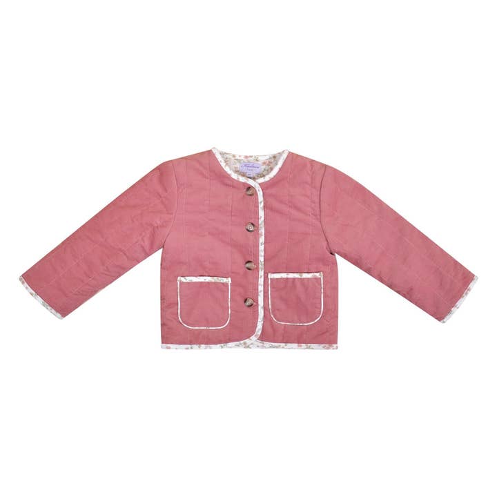 Sacha, girl's jacket, in Marsala pink corduroy for wholesale by Kidiwi handmade