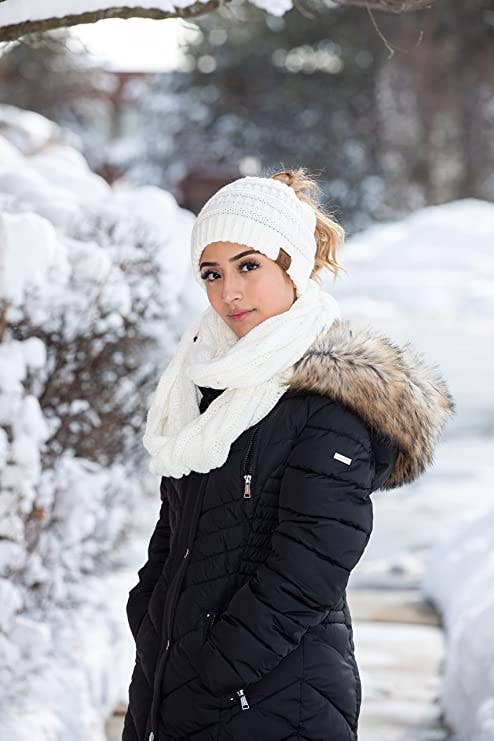 Funky Junque - Wholesale Scarf - Women's - C.C Womens Infinity Scarf - Ivory1