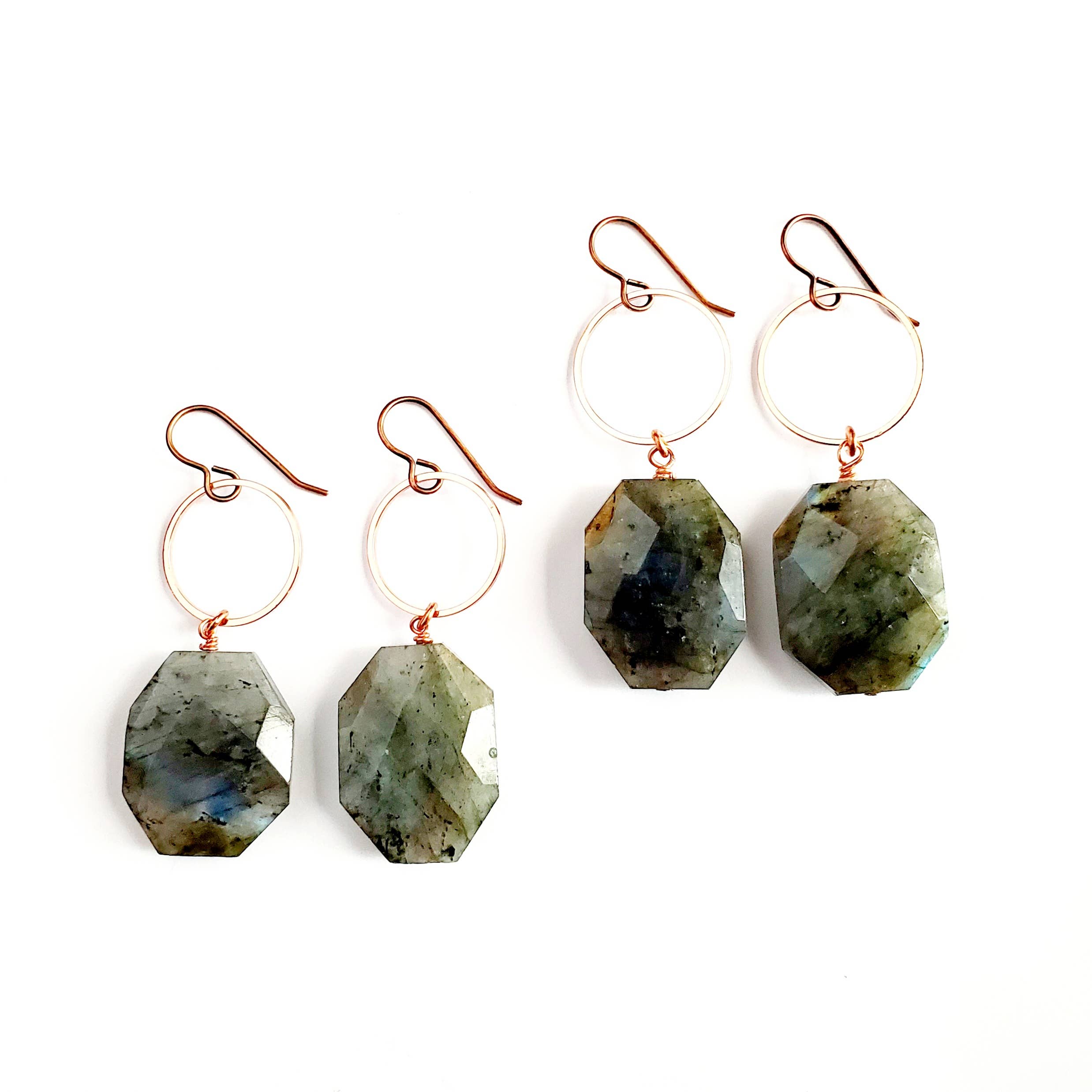 MergingMetals - Wholesale Hoop Earrings - Faceted Labradorite Drop Earrings1