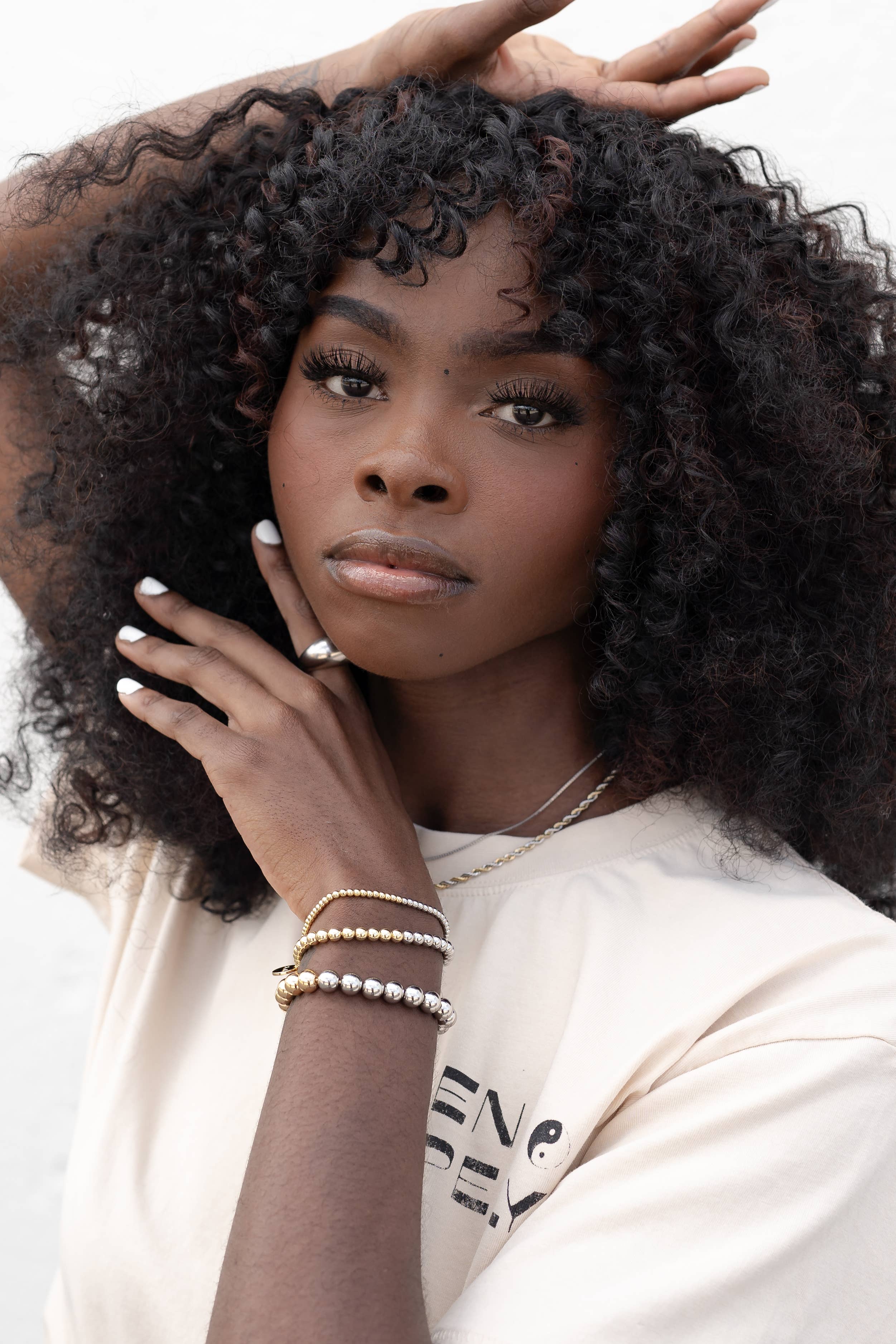 The Sis Kiss - Vente Bracelet de perles - Bracelet ajustable bicolore en 3 mm2