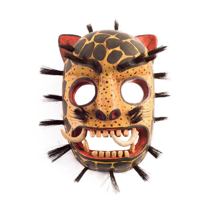 Máscara de Jaguar em Madeira Entalhada à Mão com Olhos Espelhados por atacado de La Casa Cotzal S.A.