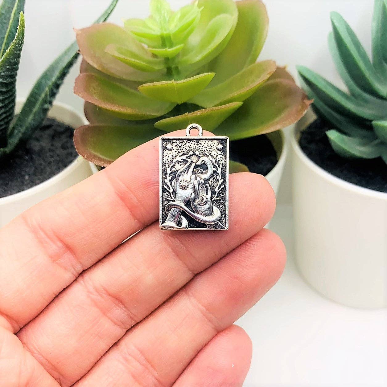 Guerrilla Charm - Wholesale Individual Charm/Pendant - Antique Silver Witchy Hecate Pendant, 15x23mm4