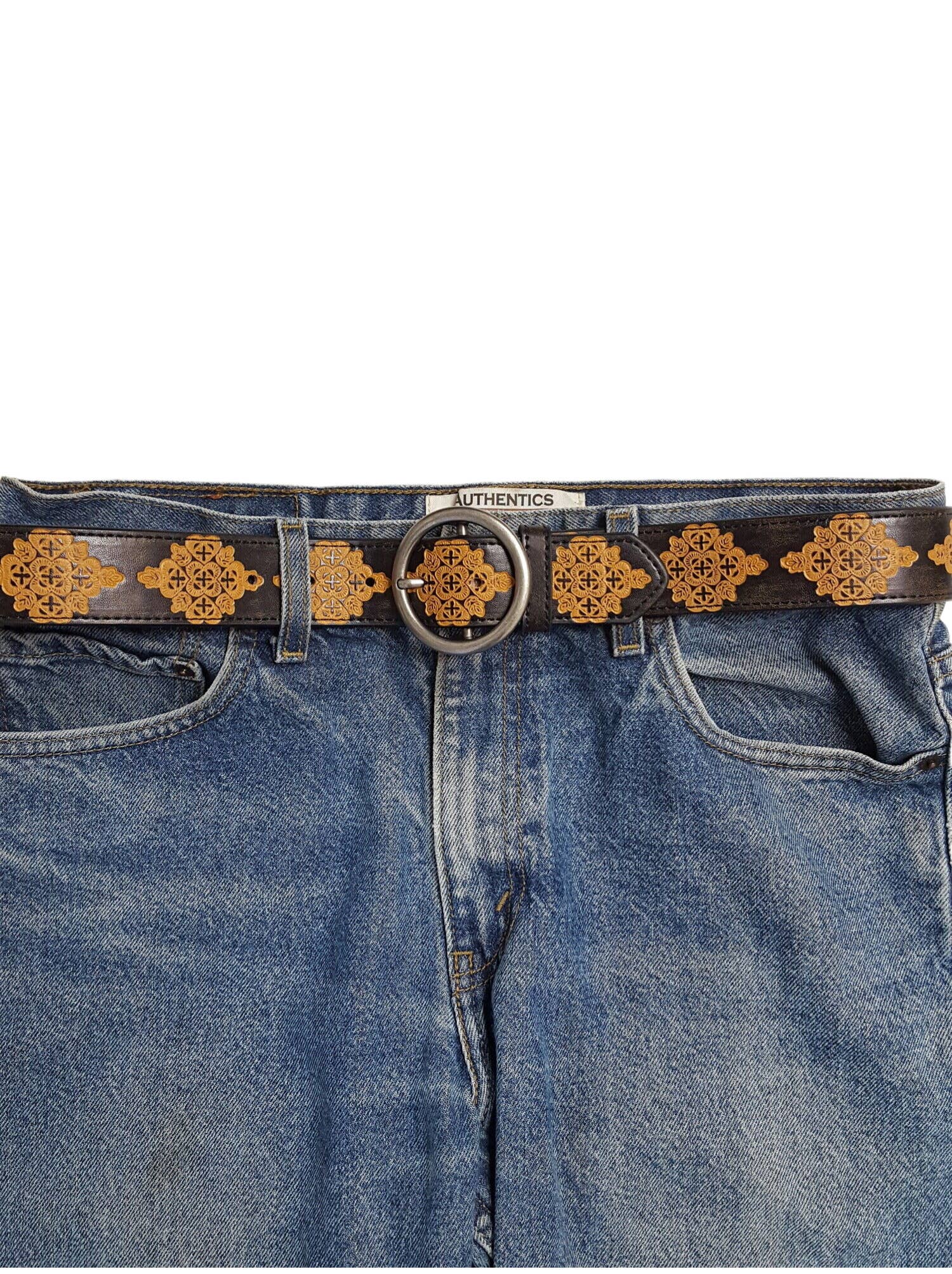 Axesoria West - Wholesale Belt - Women's - Vintage Hand Painted Tooled Belt w. round buckle3