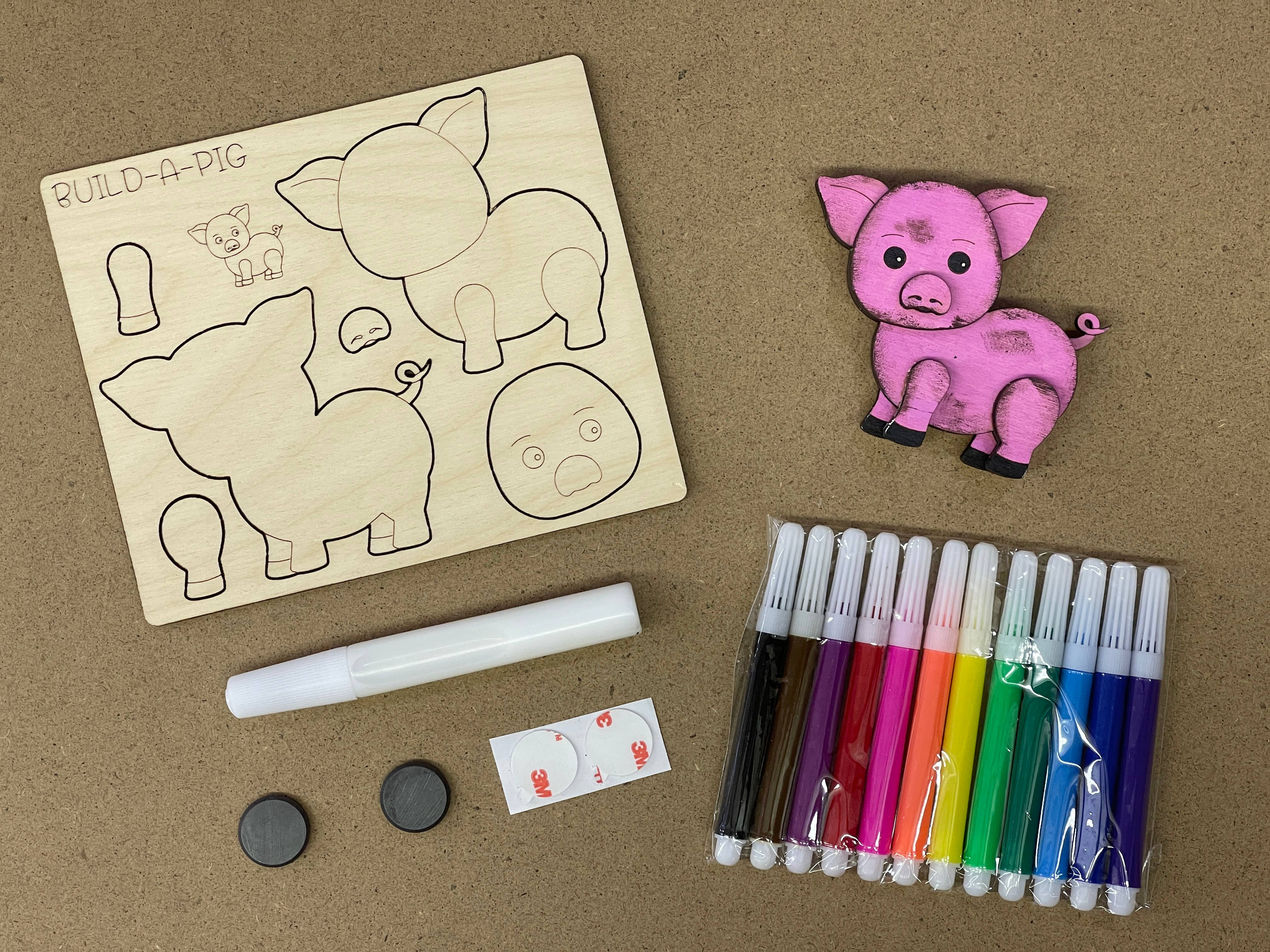 Pheasant & Needham Home Decor & Crafts - Wholesale DIY Craft Kit - DIY Build a Pig Magnet Kit CRAFT KIT FARM ANIMALS1