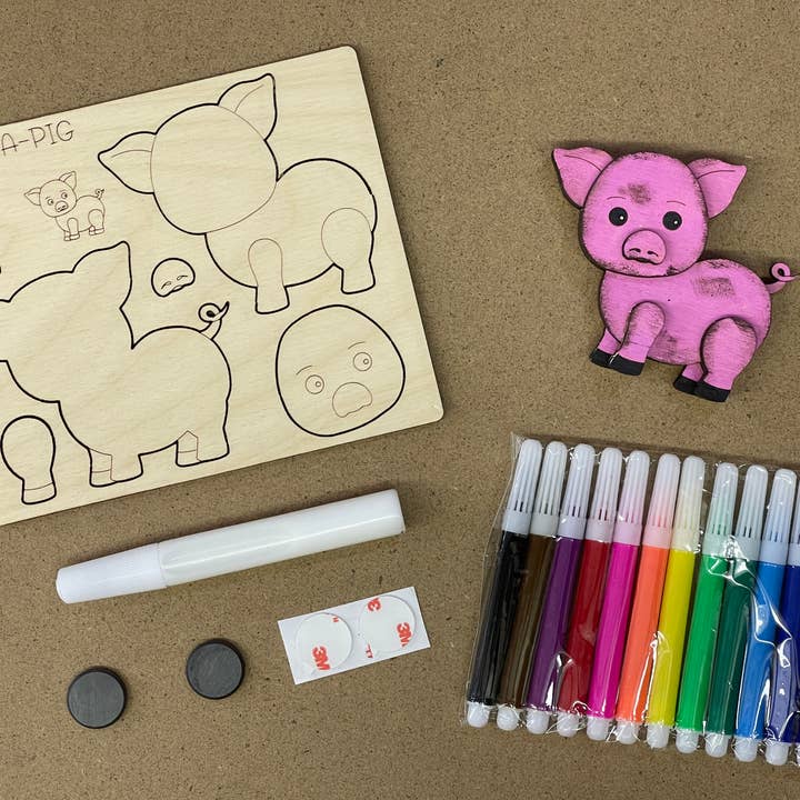 Pheasant & Needham Home Decor & Crafts - Wholesale DIY Craft Kit - DIY Build a Pig Magnet Kit CRAFT KIT FARM ANIMALS1