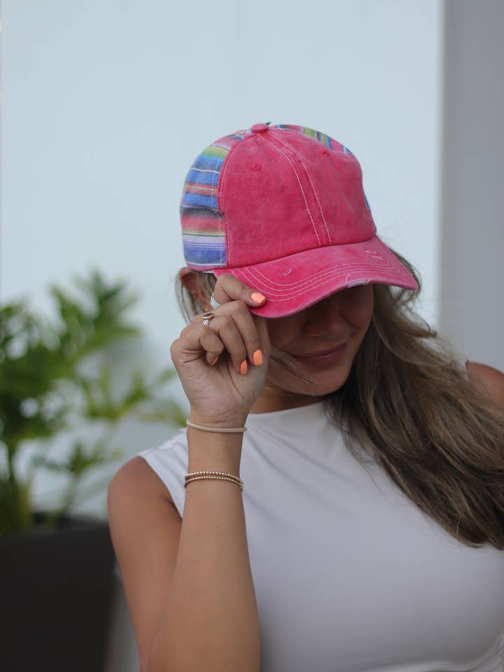 Red and Serape Hat for wholesale by Clov Blanks