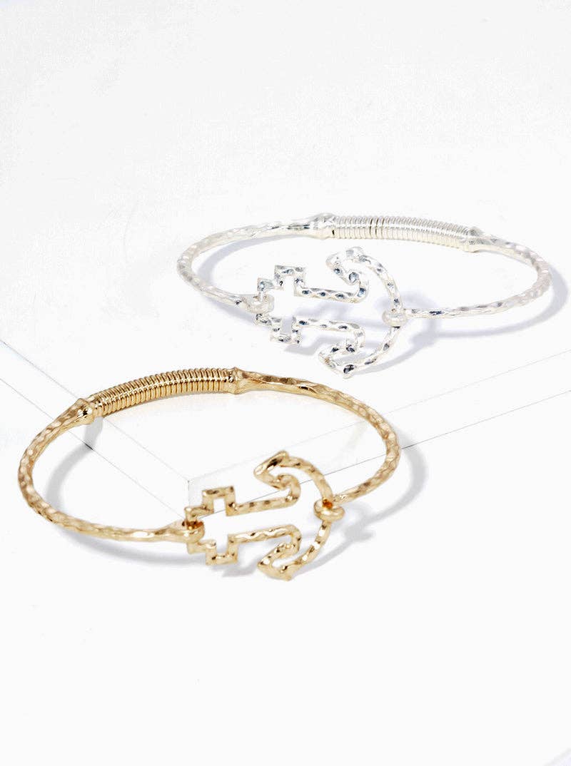 Wild Honey - Wholesale Bangle Bracelet - Hammered Metal Anchor Spring Hook Bangle Bracelet2