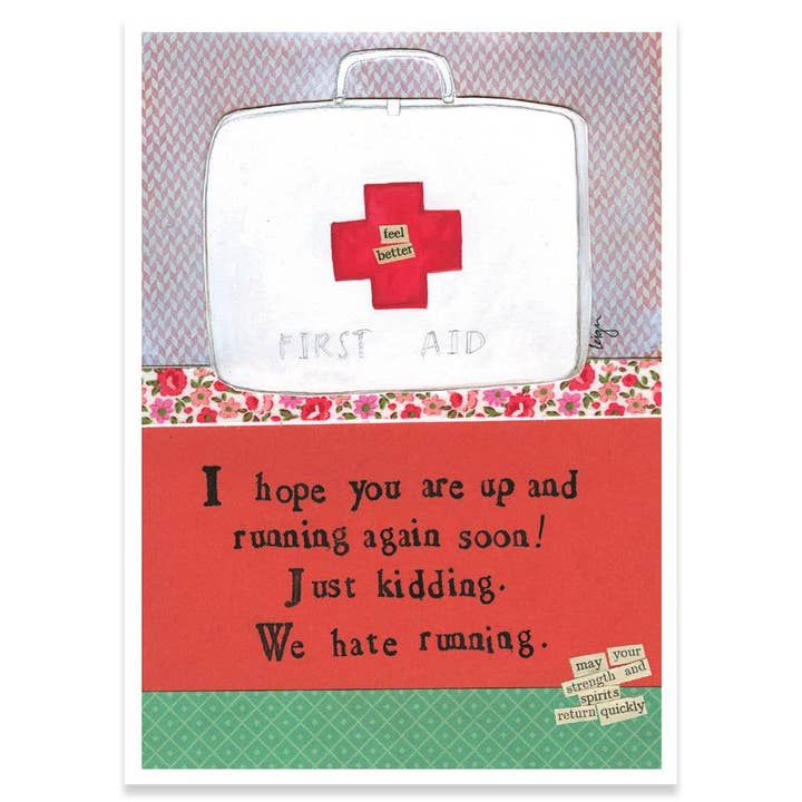 HATE RUNNING GET WELL GREETING CARD 4.5 x 6.25" for wholesale by Calypso Cards LLC