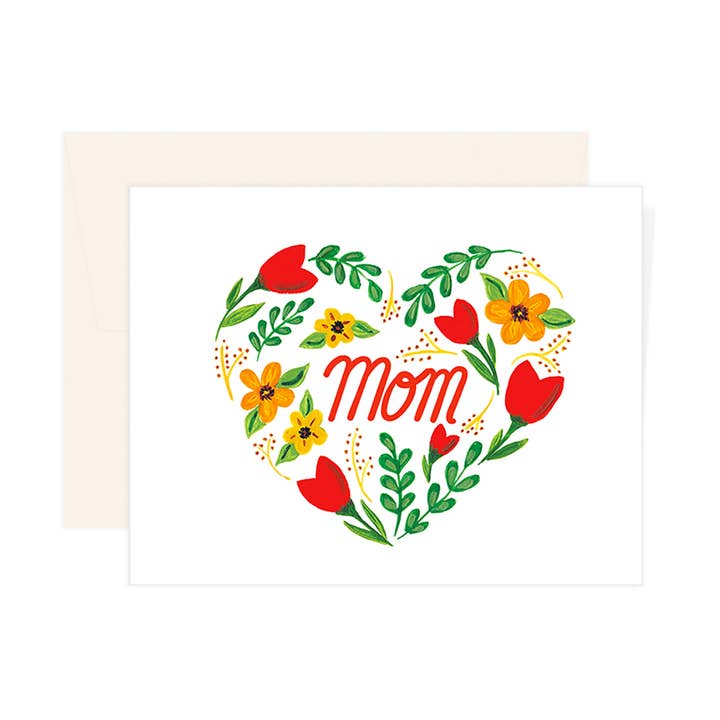 Paige & Willow - Wholesale Mother's Day Card - Mom Heart Flowers Card