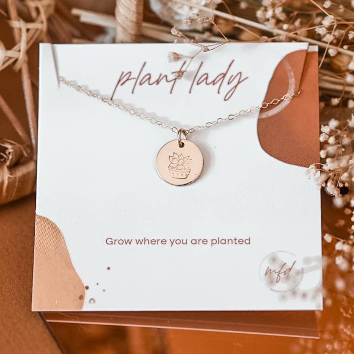 Plant Lady Necklace for wholesale by Mountain Feather Designs