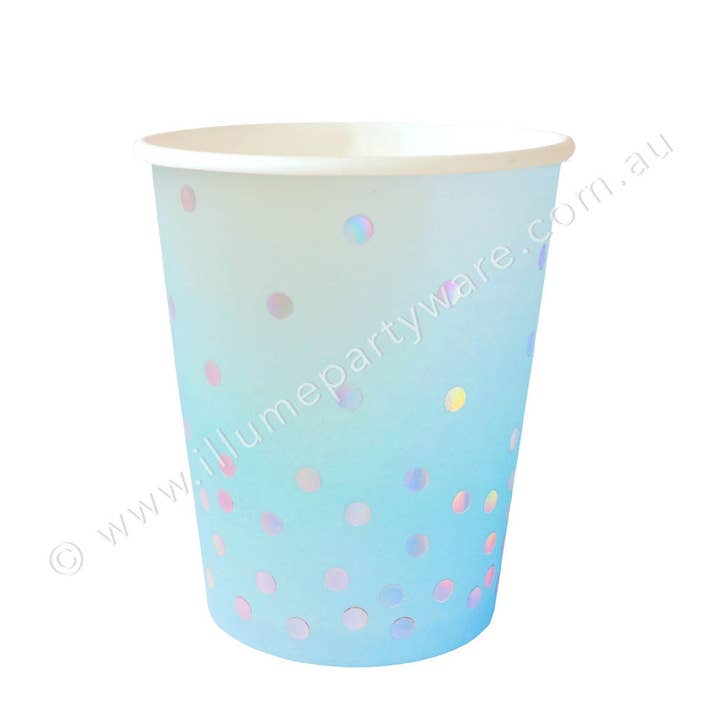 Illume Partyware - Wholesale Disposable cup - Blue Iridescent Cup - Pack of 10 - 9OZ (300ml)