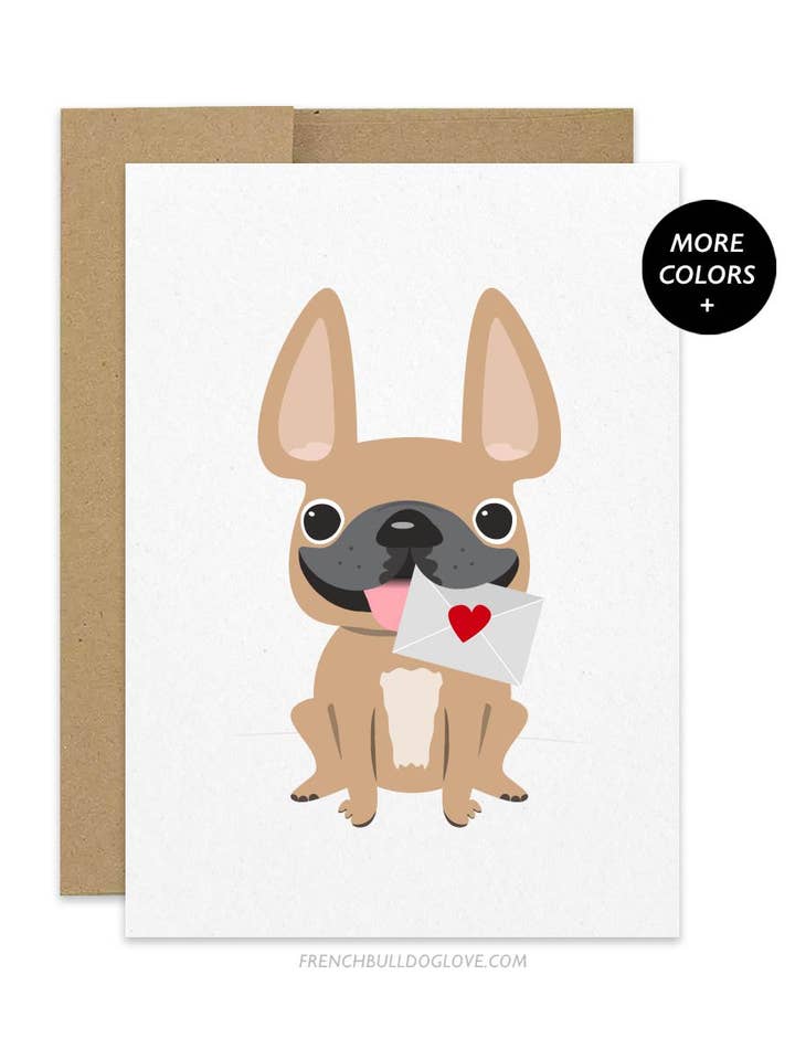 Kærlighed Bemærk fransk bulldog lykønskningskort for engroshandel hos French Bulldog Love