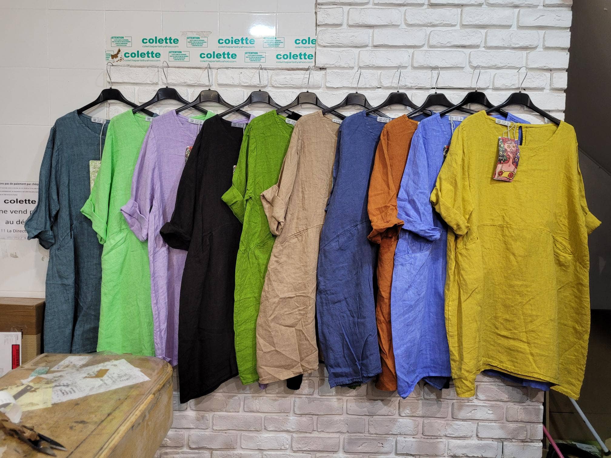 la maison des fibres naturelles – Engroshandel Kjole - Dame – Kort hørkjole med rund hals i 100 % hør 671926