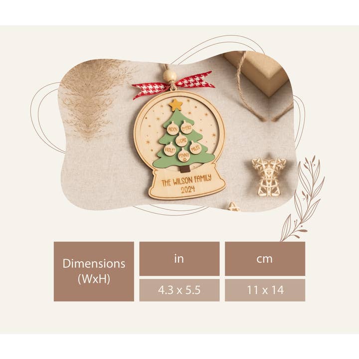 BearCrafts – Ornamento por atacado – Enfeite de árvore de Natal de família em madeira para decoração de férias R711
