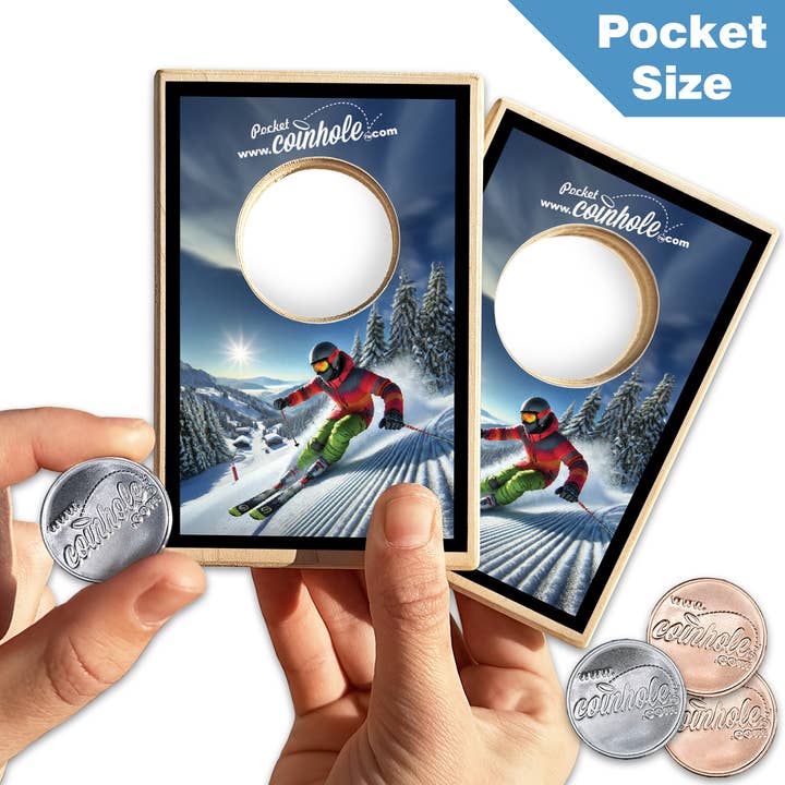 Snow Skiing POCKET Coinhole® for wholesale by Coinhole