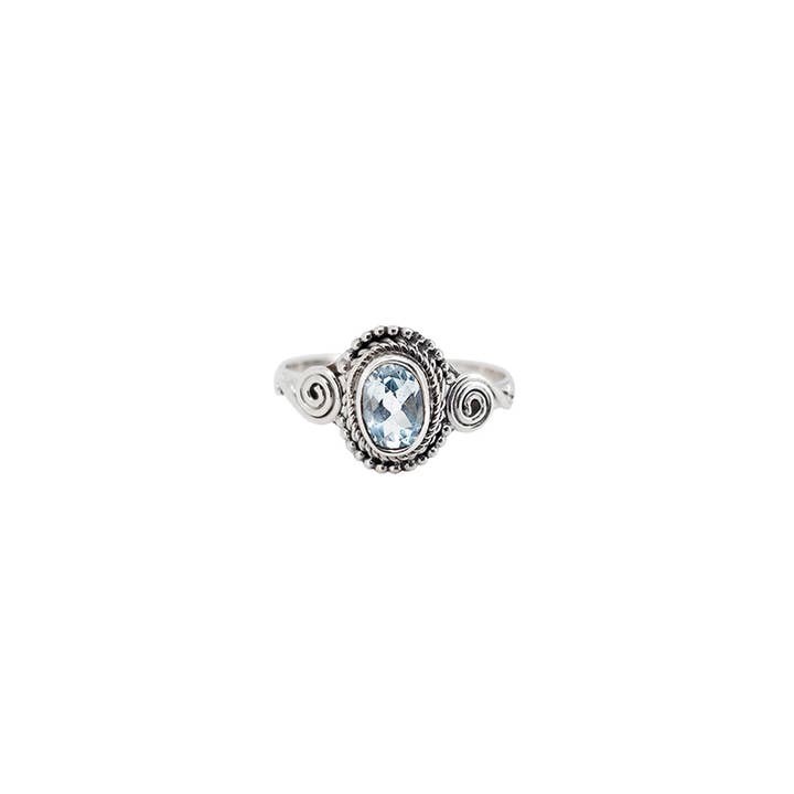 Amberman - Wholesale Single Stone/Solitaire Ring - Blue Topaz Stone Sterling Silver Ring
