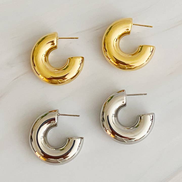 Ellison+Young - Wholesale Hoop Earrings - Polished Hollow Daily Hoop Earrings7
