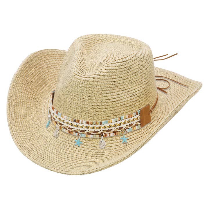Cap Zone - Wholesale Cowboy Hat – Women’s - Blue Starfish Straw Coastal Cowgirl Hat