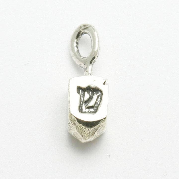 Bareket Fine Jewelry - Wholesale Individual Charm/Pendant - Sterling Silver Dreidel 3D Pendant Small Solid Hanukkah3