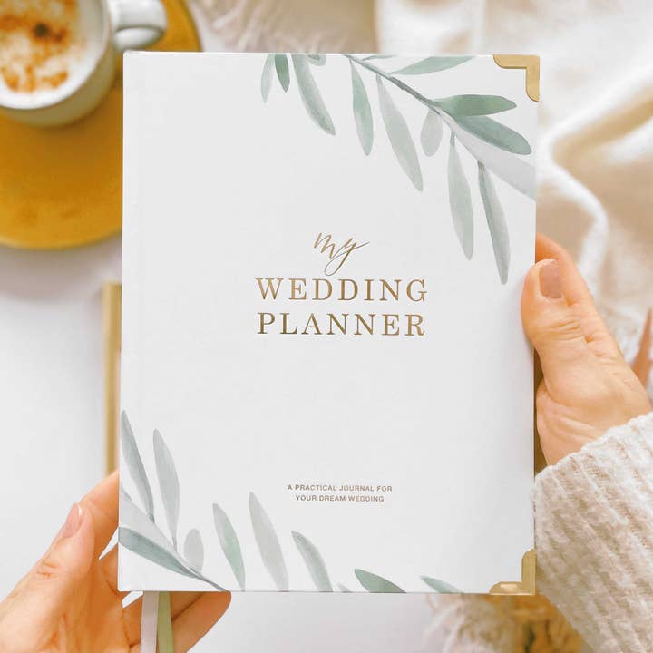 New - Olive And Gold Foil Luxury Wedding Planner Book for wholesale by Blush and Gold USA