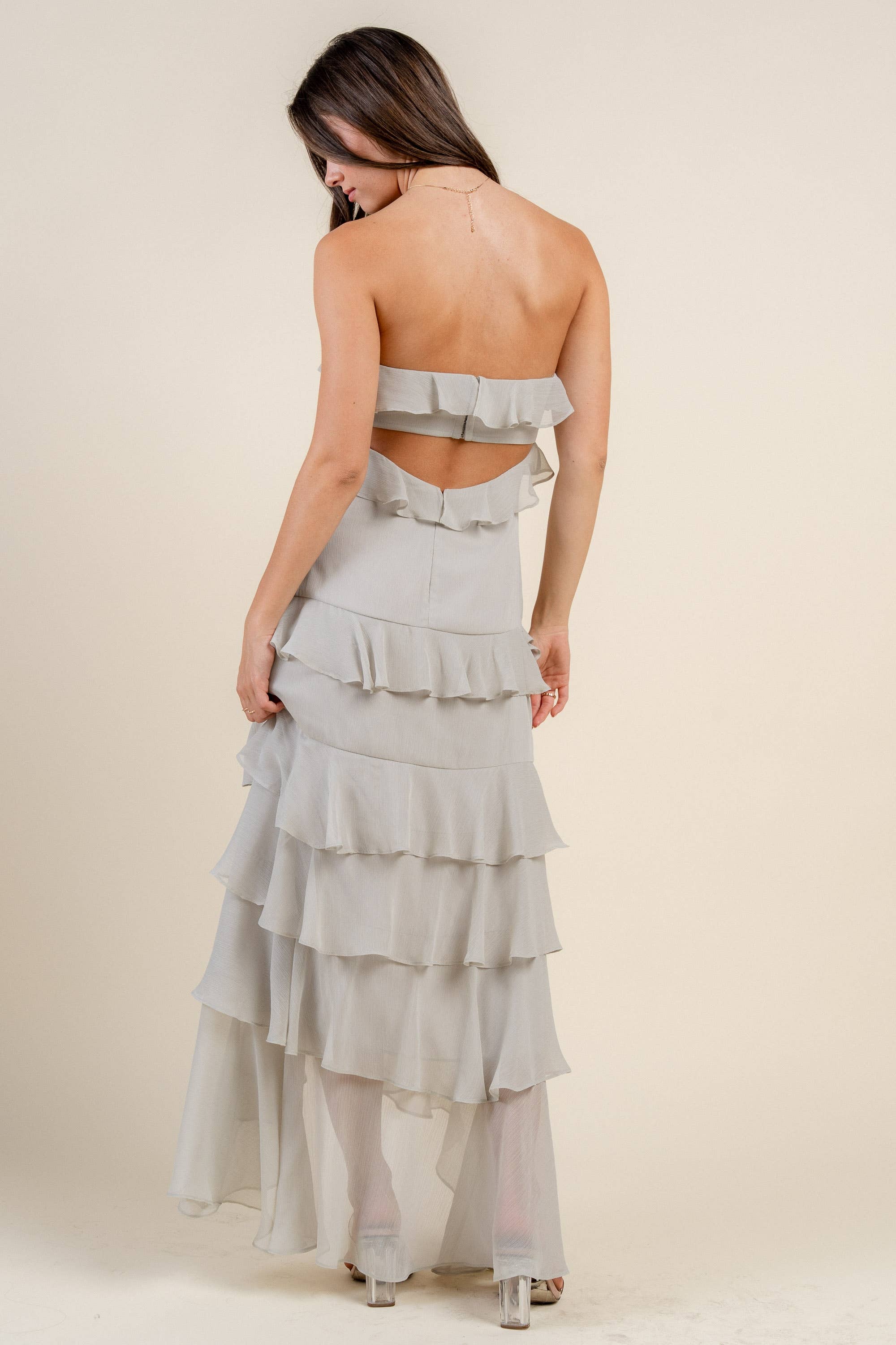 BEIVY & COLLABO – wholesale Klänning - Dam – BD12806K / YORYU CHIFFONG VOLANGLAGER MAXIKLÄNNING2