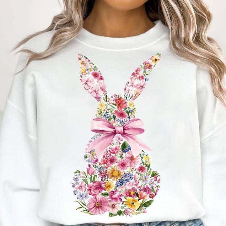 Bunny Easter Coquette Tröja, Blommig Påskhare T-shirt för wholesale av NVC Ecommerce LLC