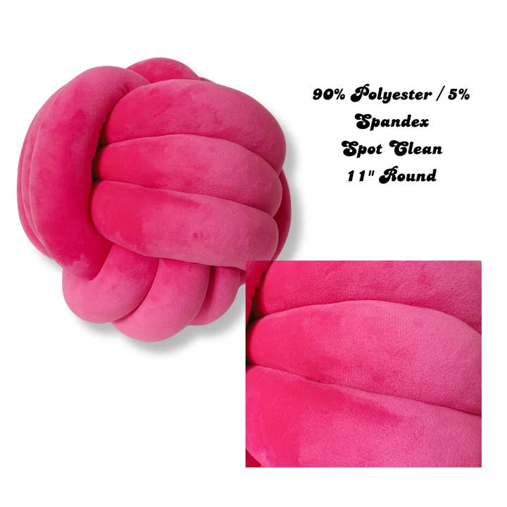 Nevsher Lior - Wholesale Pillow/Cushion - Kids & Baby - 11" Barbie Pink Knot Pillow | Bright Pink Pouf Knot
