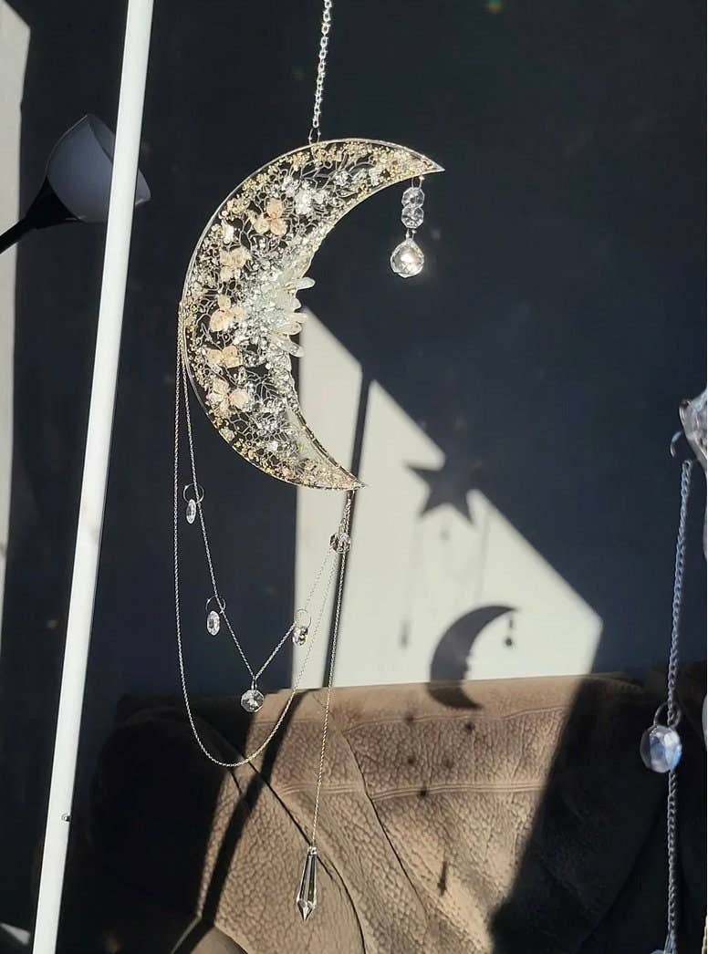 Grey Stone boutique - Wholesale Suncatcher - Moon Quartz Suncatcher, Celestial Mooncatcher, Fairytale Garden Decor, Christmas Holiday Gifts, Housewarming Decor2