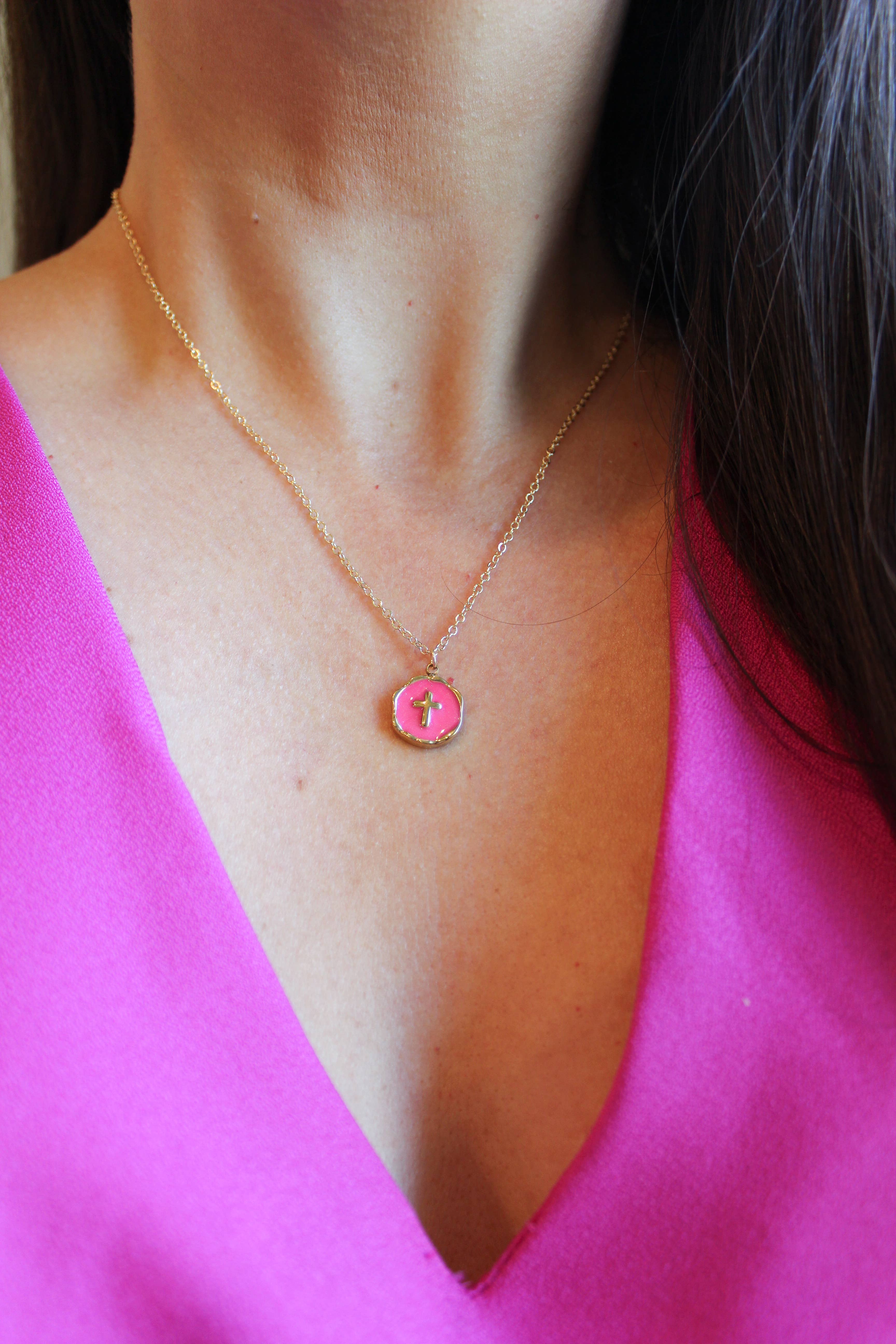 Laalee Jewelry - Wholesale Pendant/Charm Necklace - Colorful Charm Gold Cross Necklace, Religious Jewelry3