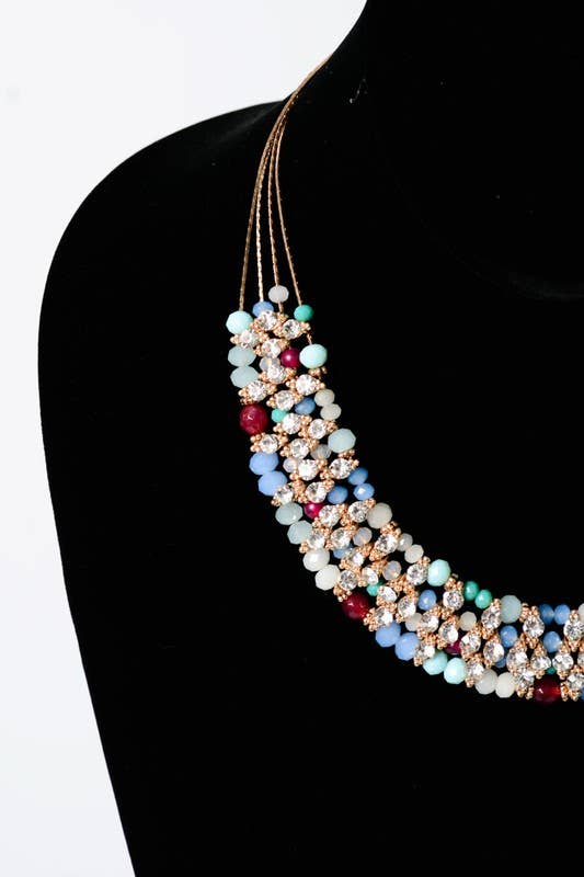 Leto Accessories - Wholesale Bib Necklace - Elegant Bead and Crystal Bib Necklace2