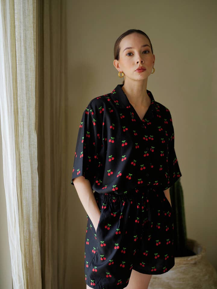 Cherry-Print Travel Matching Set for wholesale by Pink Haley