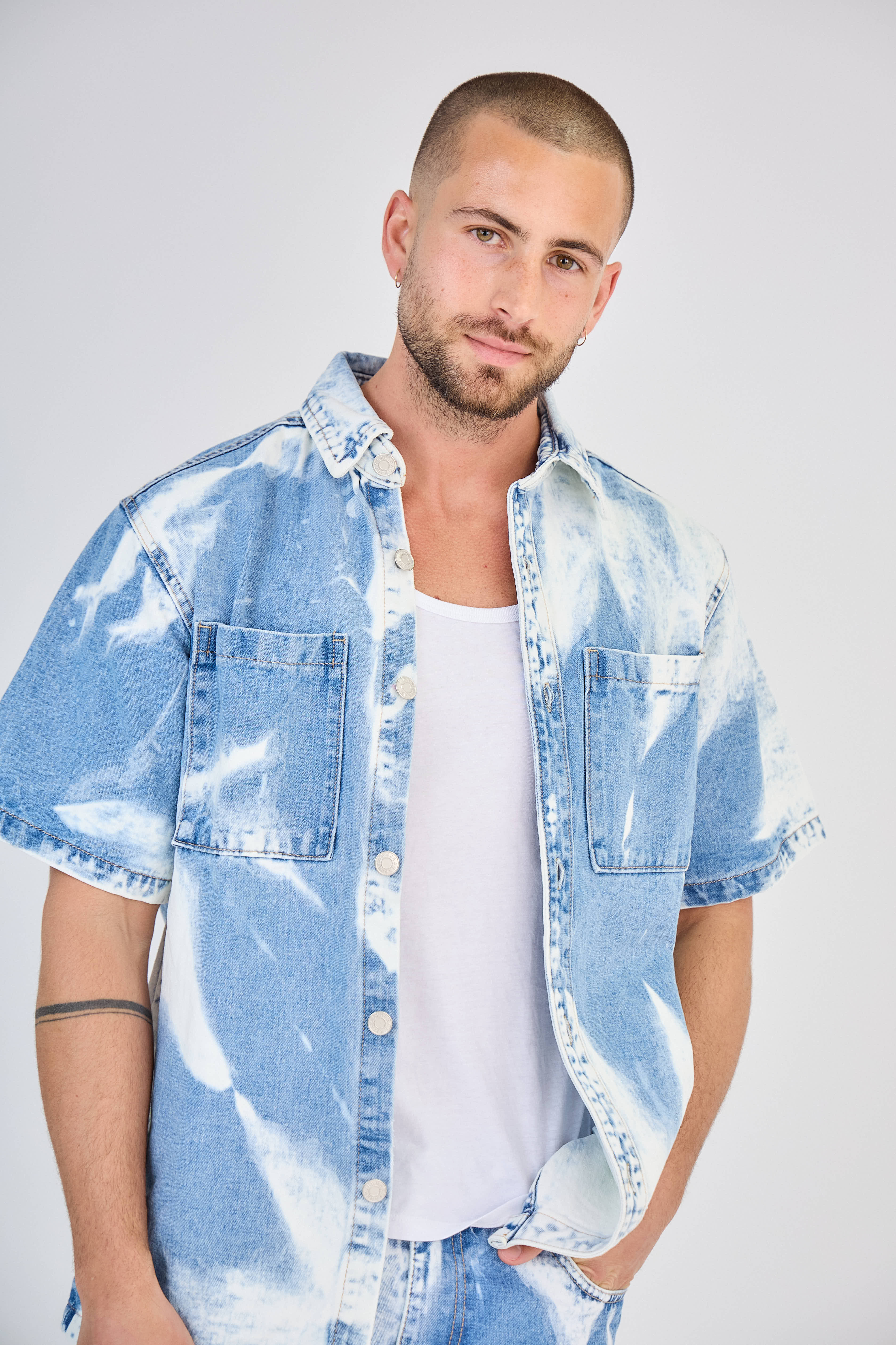TOP MONDAY - Wholesale Top & Short Set (NOT Loungewear) - Men's - Blue Washed Effect Jeans Set5