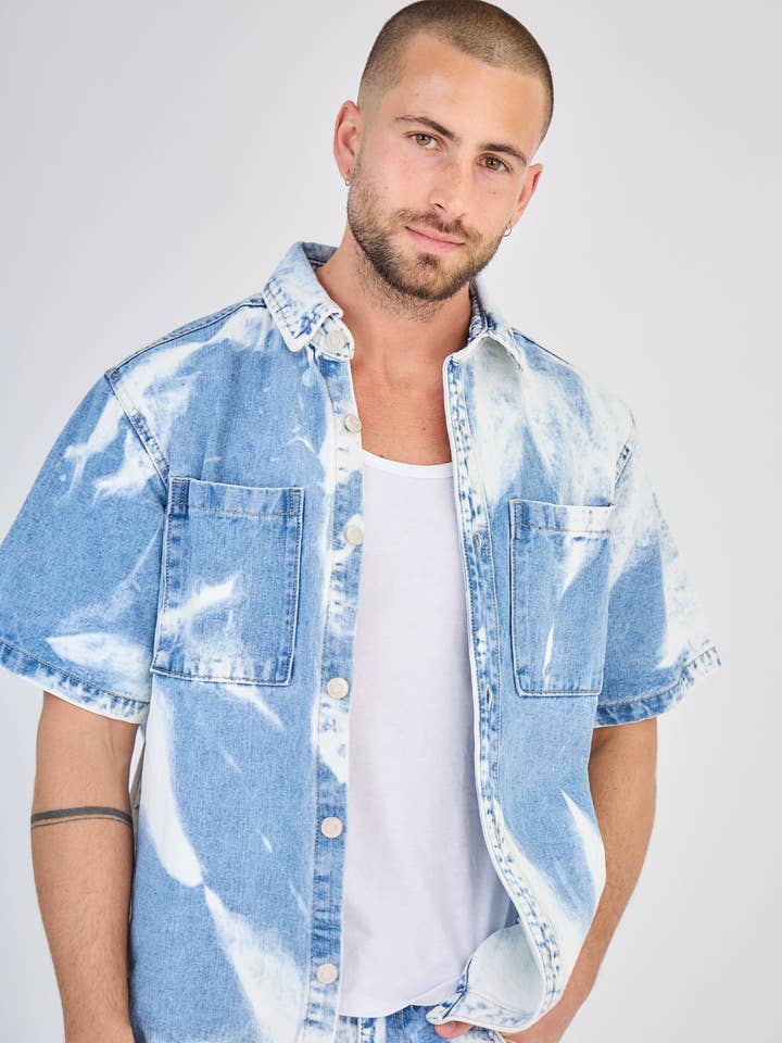 TOP MONDAY - Wholesale Top & Short Set (NOT Loungewear) - Men's - Blue Washed Effect Jeans Set5