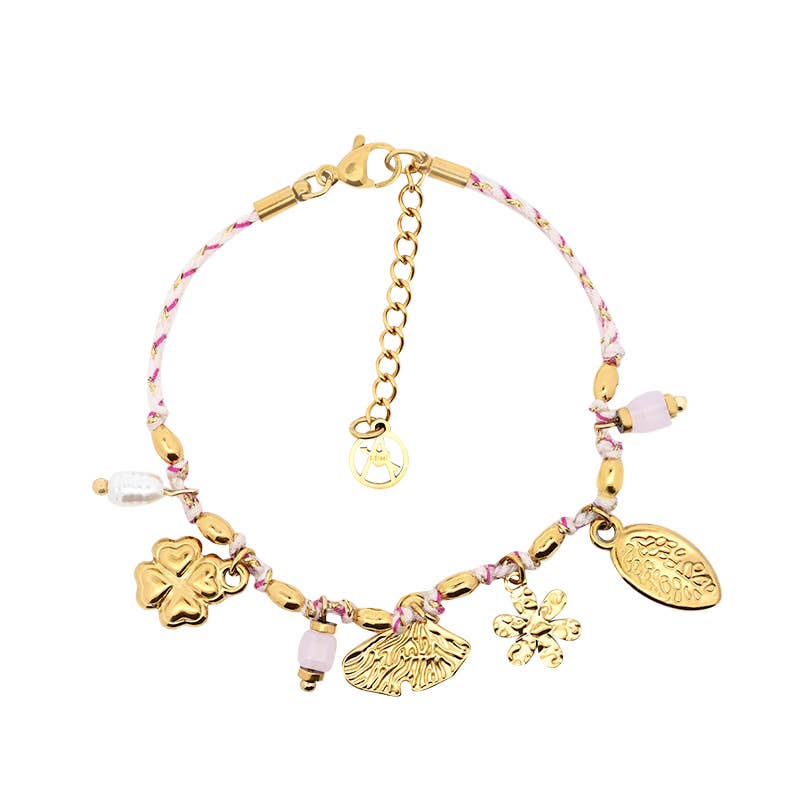 AMORINO SRL - Wholesale Charm/Dangle Bracelet - COLORED THREAD BRACELET WITH CHARMS - YNK24864B13